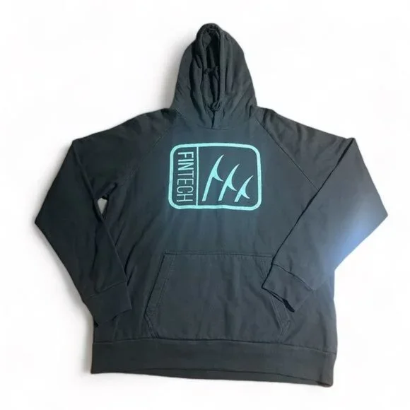 Fintech Box Logo Point Breeze Fleece Pullover Hoodie - Medium - Anthracite, NWT - Picture 3 of 9